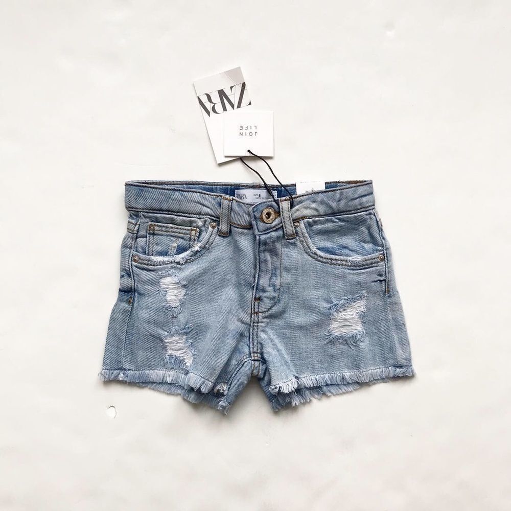 Zara NWT ripped raw hem denim shorts 6Y & 9Y
